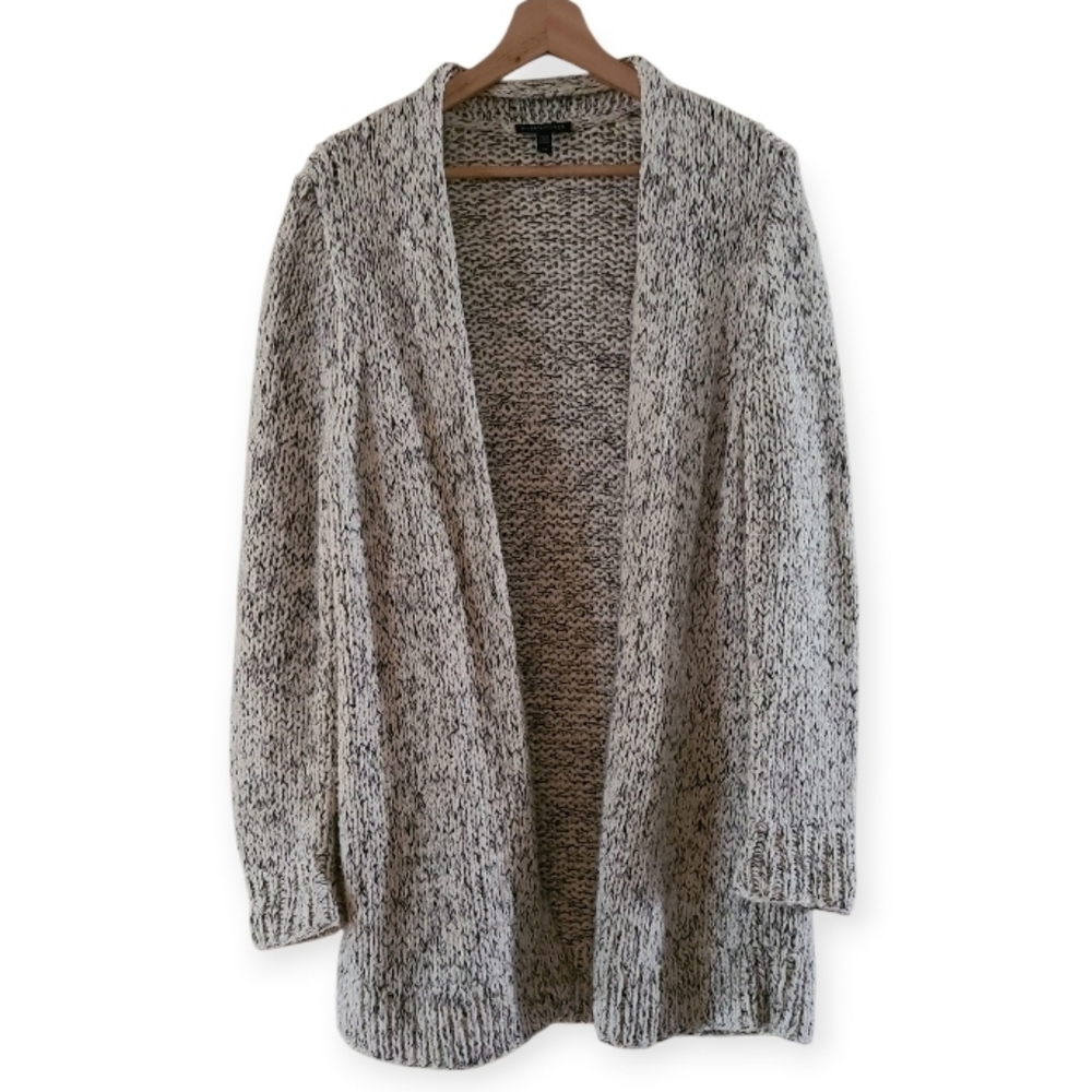 Eileen Fisher Organic Cotton Baby Alpaca Blend Cardigan Sweater Grey Marl Size S